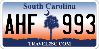 SC license plate AHF993