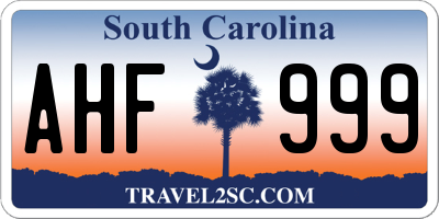 SC license plate AHF999