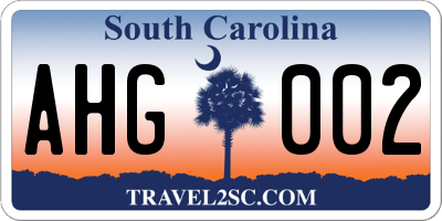 SC license plate AHG002