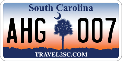 SC license plate AHG007