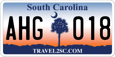 SC license plate AHG018