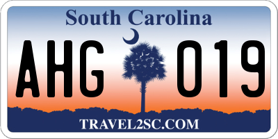 SC license plate AHG019