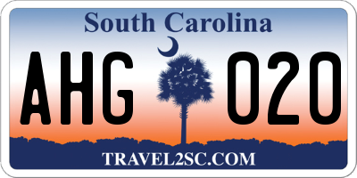 SC license plate AHG020