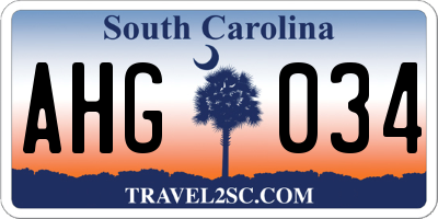 SC license plate AHG034