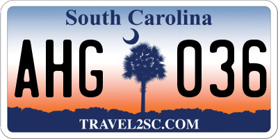 SC license plate AHG036