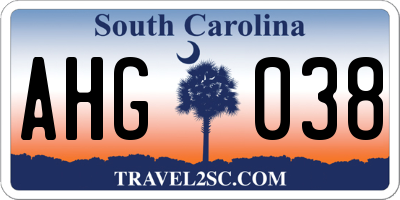 SC license plate AHG038