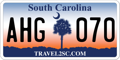 SC license plate AHG070