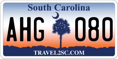 SC license plate AHG080