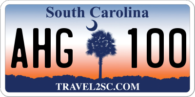 SC license plate AHG100