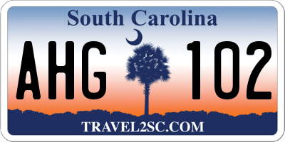 SC license plate AHG102