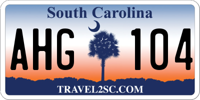 SC license plate AHG104