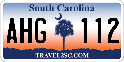 SC license plate AHG112