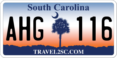 SC license plate AHG116