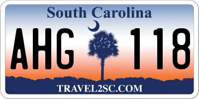SC license plate AHG118