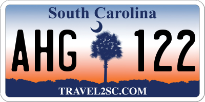 SC license plate AHG122
