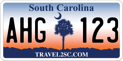 SC license plate AHG123
