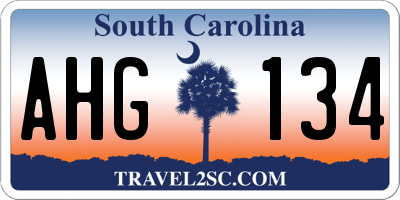 SC license plate AHG134