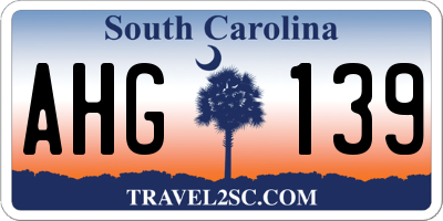 SC license plate AHG139