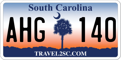 SC license plate AHG140