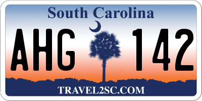 SC license plate AHG142