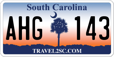 SC license plate AHG143