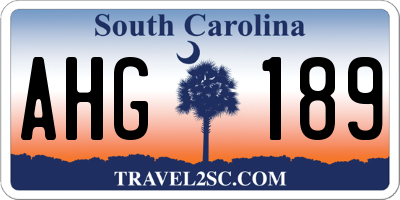 SC license plate AHG189