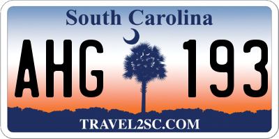 SC license plate AHG193