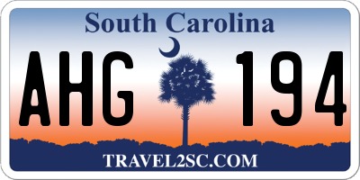 SC license plate AHG194
