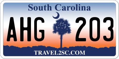 SC license plate AHG203