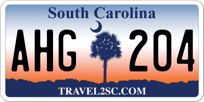 SC license plate AHG204