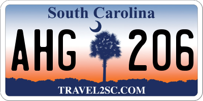SC license plate AHG206