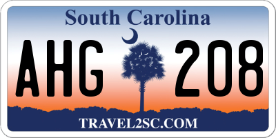 SC license plate AHG208