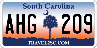 SC license plate AHG209