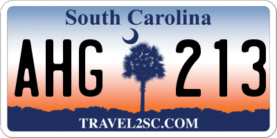 SC license plate AHG213