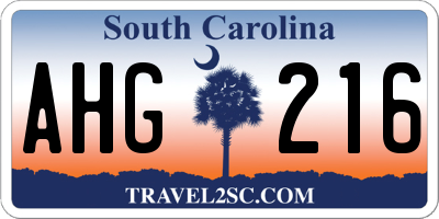 SC license plate AHG216