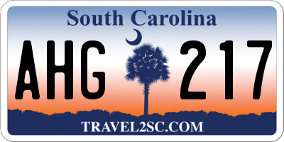 SC license plate AHG217