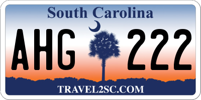 SC license plate AHG222
