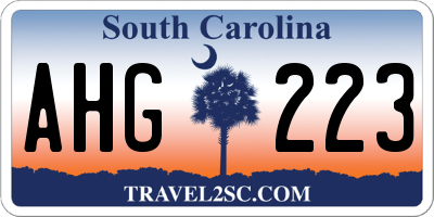 SC license plate AHG223