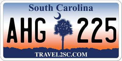 SC license plate AHG225