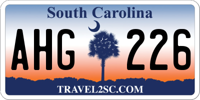 SC license plate AHG226