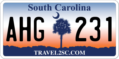 SC license plate AHG231