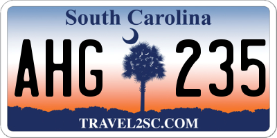 SC license plate AHG235