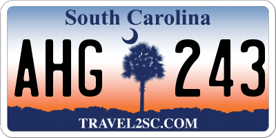 SC license plate AHG243