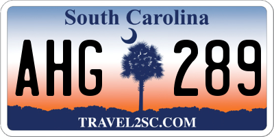 SC license plate AHG289