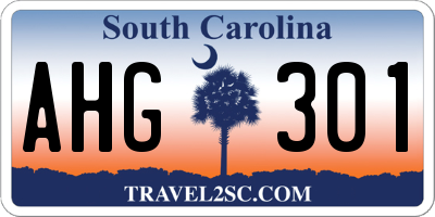SC license plate AHG301