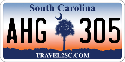 SC license plate AHG305