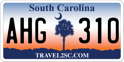 SC license plate AHG310