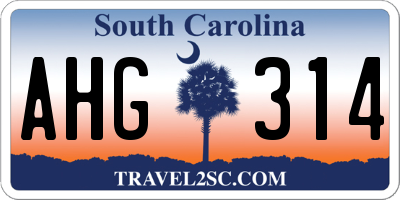 SC license plate AHG314