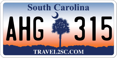 SC license plate AHG315