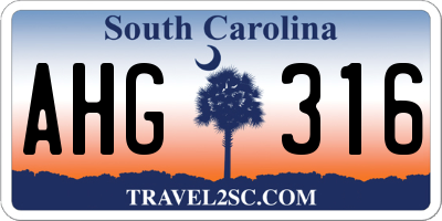 SC license plate AHG316